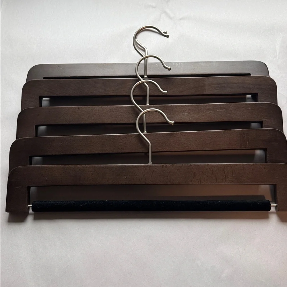 5 Pant hangers heavy duty Wooden Felt slacks trousers unisex quality heavy duty